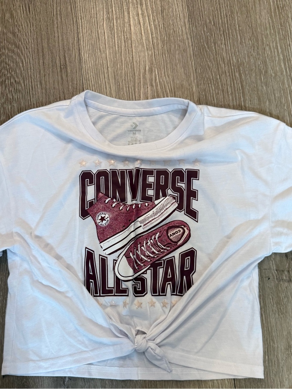 Converse White Tee with Maroon Graphic All Star Sneakers